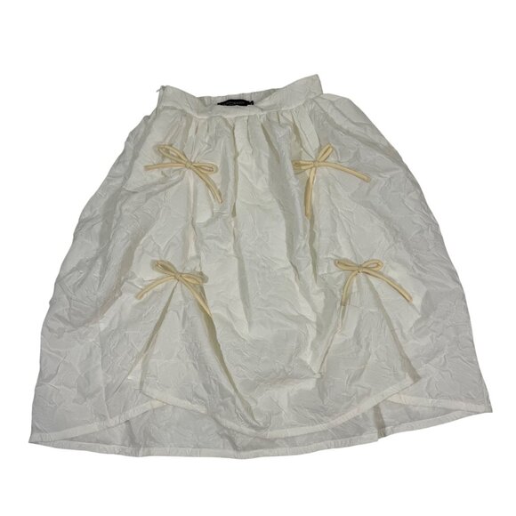 Cloud Season Paris skirt women's M white cream bow accent elastic waist - Picture 1 of 6